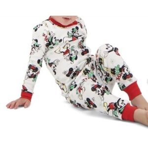 MICKEY MOUSE HOLIDAY PAJAMA SET - WHITE MULTI SIZES (NEW WITH TAGS) A11